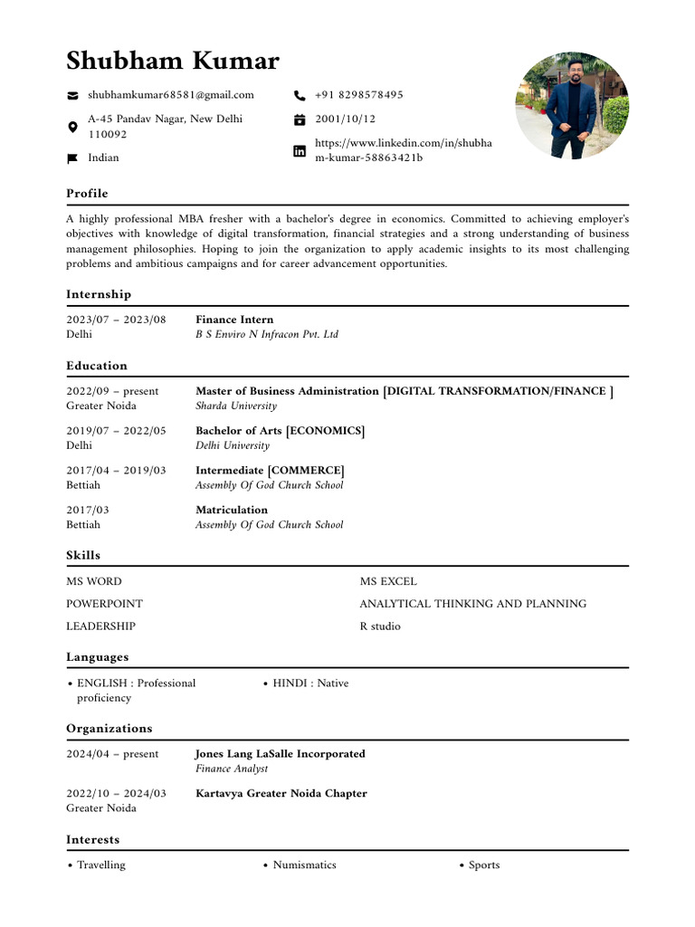 Shubham Kumar FlowCV Resume 20250127 | PDF | Master Of Business ...