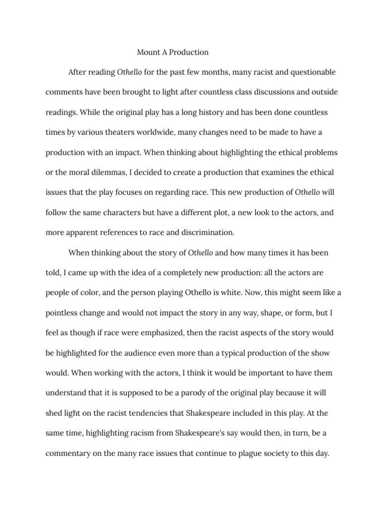 Othelllo Written Response.pdf | PDF | Othello | Iago
