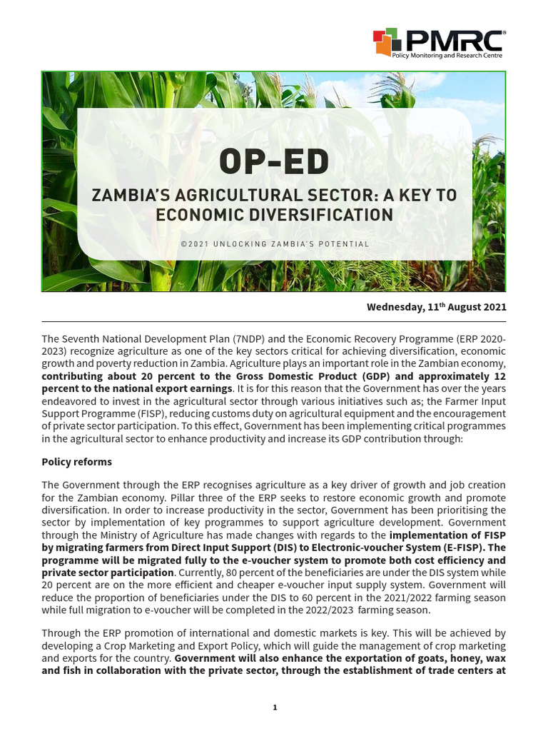 Zambia's Agriculture: Key to Growth | PDF | Livestock | Agriculture