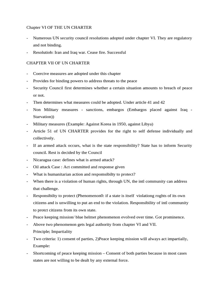 UN Security Council Chapter VI (Notes) | PDF | United Nations Security ...