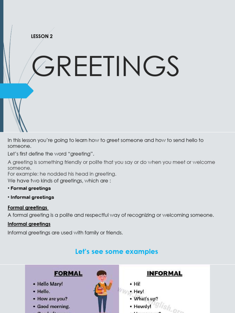 Understanding Formal and Informal Greetings | PDF