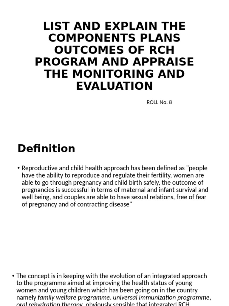RCH Program: Components and Outcomes | PDF | Childbirth | Abortion