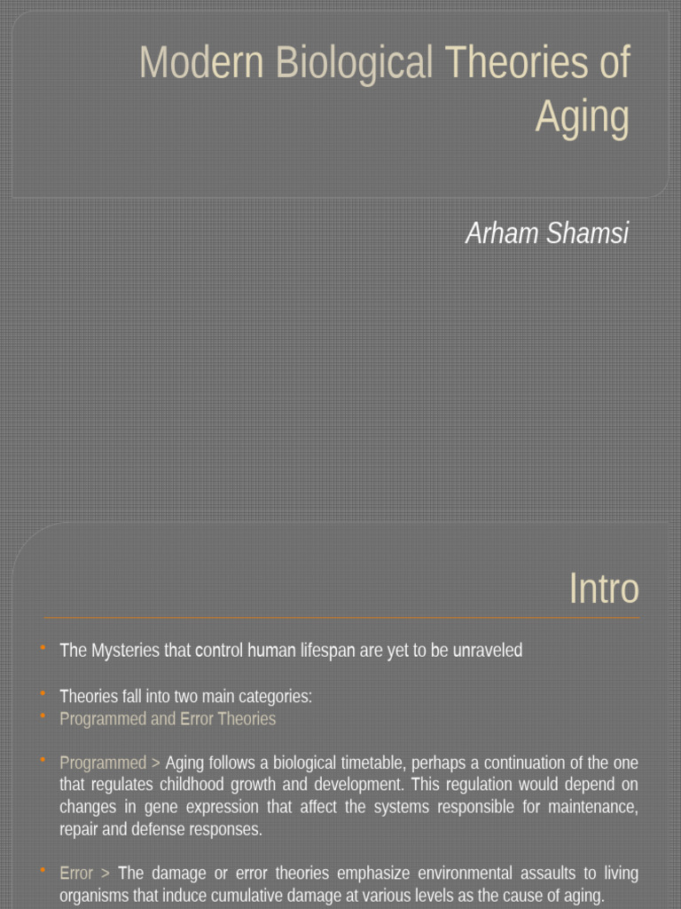 Modern Theories of Human Aging Explained | PDF | Senescence | Reactive ...