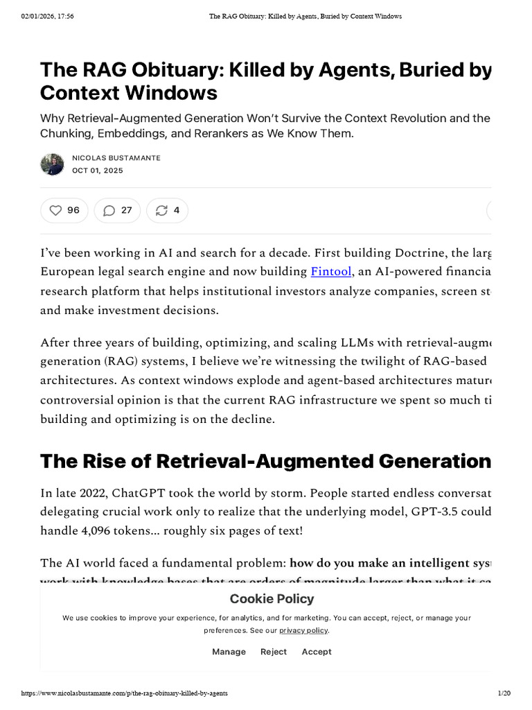 RAG's Decline: Context Windows & Agents | PDF | Metadata | Http Cookie