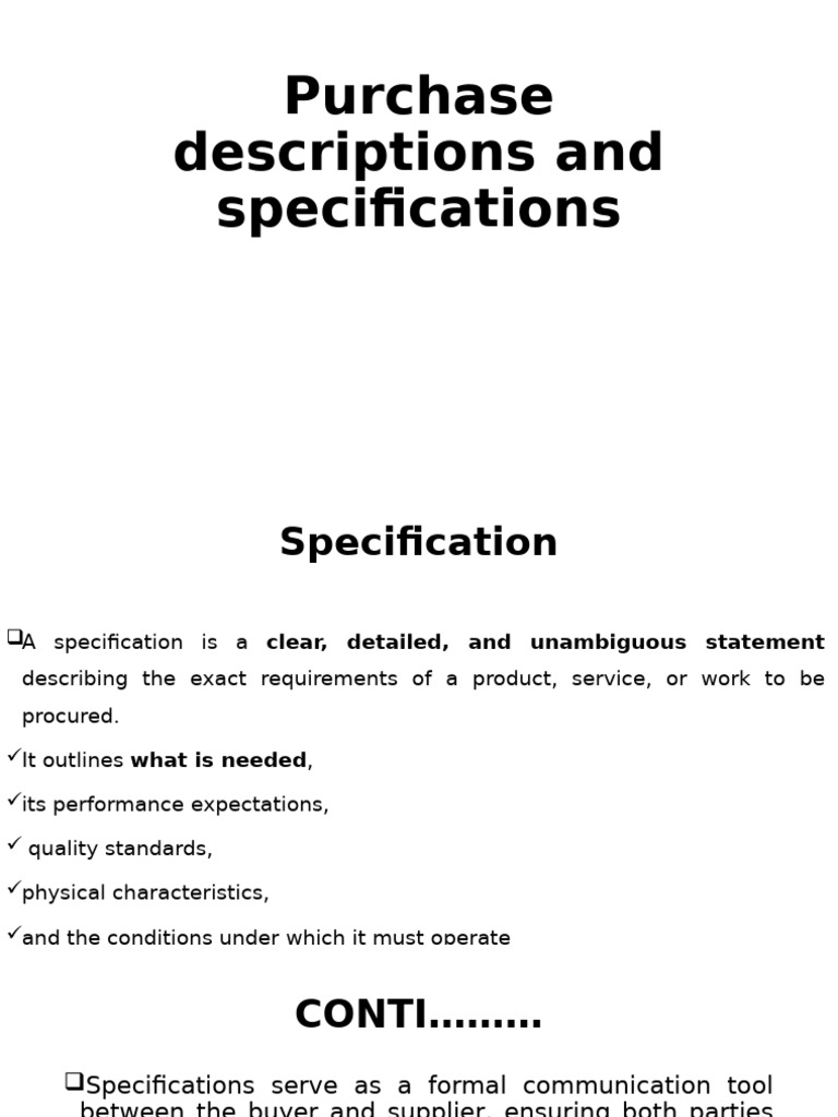 Essential Procurement Specifications Guide | PDF | Specification ...