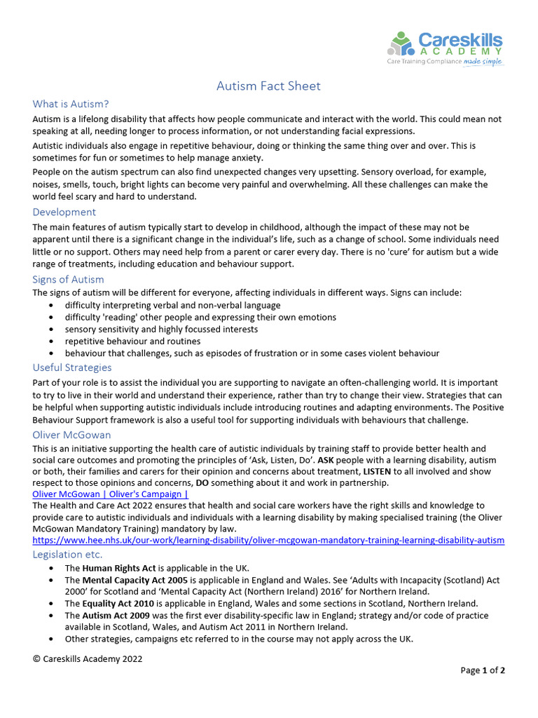 Understanding Autism: Key Facts & Support | PDF | Autism | Behavioural ...