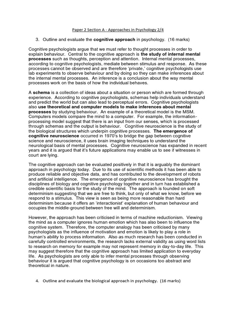 Cognitive and Biological Approaches in Psychology | PDF | Cognition ...