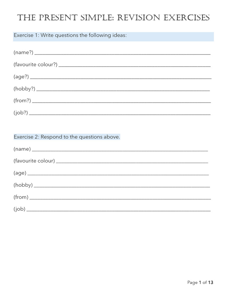 Grammar revision exercises 26.11.25__ | PDF | Linguistic Typology | Grammar
