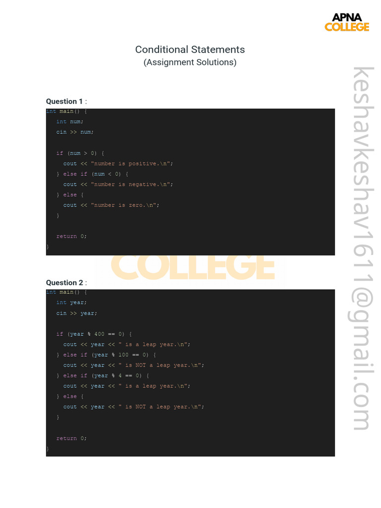 C++ Conditional Statements Solutions | PDF