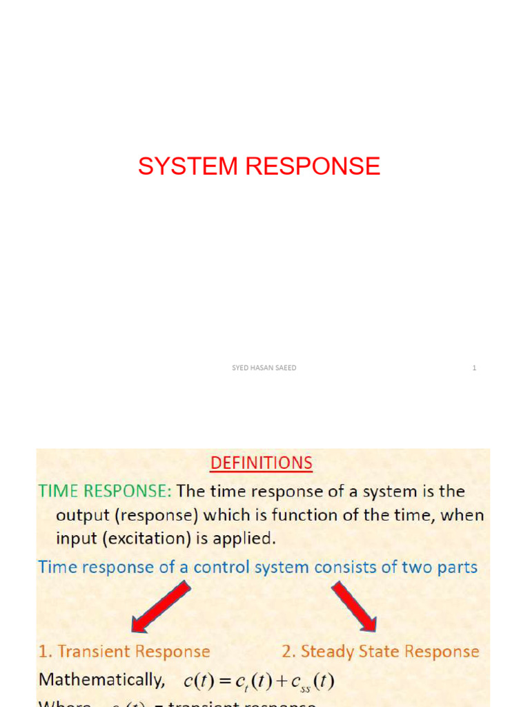 Transient and Steady-State Response Explained | PDF | Steady State ...