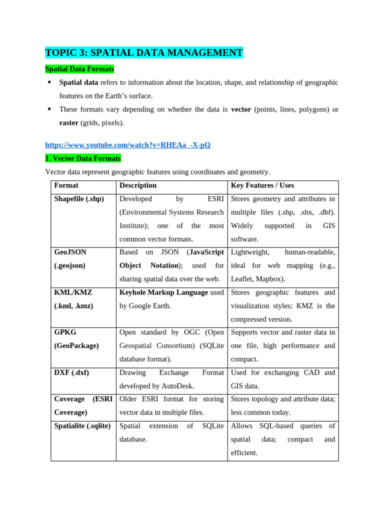 Topic 3 - Spatial Data Management | PDF | Geographic Information System ...
