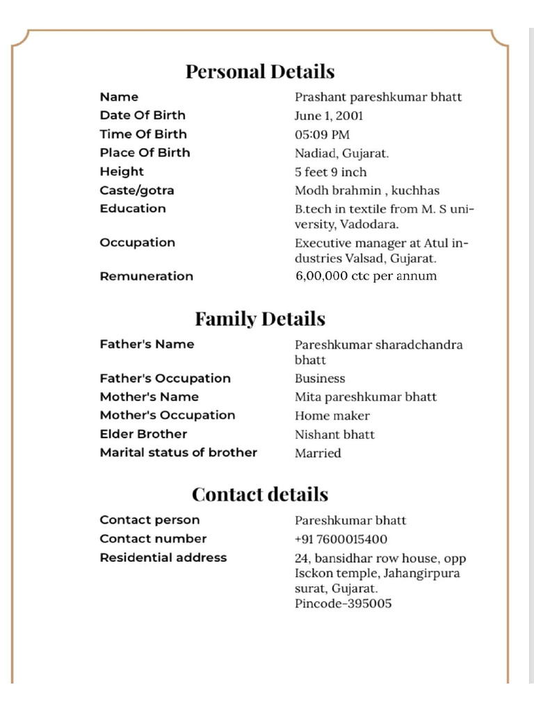 Bio Data | PDF