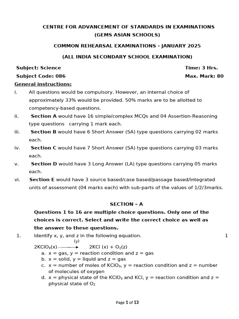 GR - 10 - Main QP Science - Set A 3 | PDF | Cellular Respiration | Brain