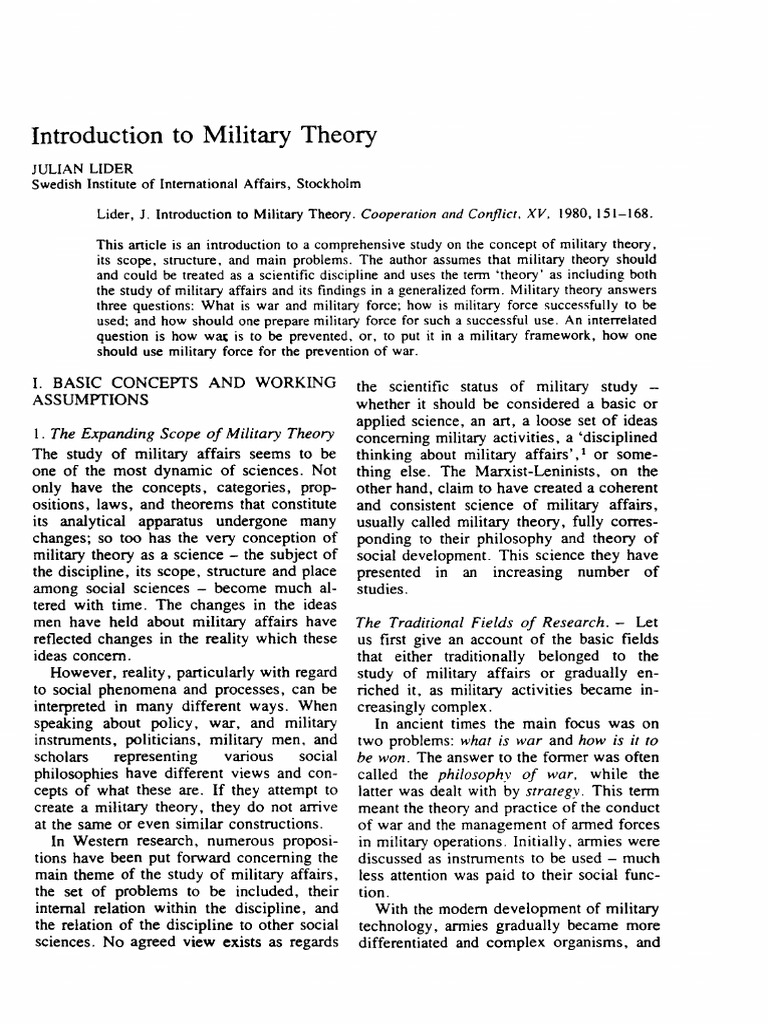 C&C- Introduction to Military Theory -1980! | PDF | Theory | Science