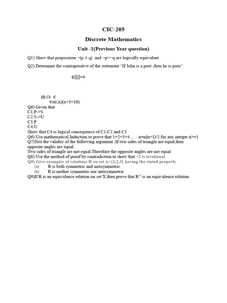 Discrete Mathematics: Logical Equivalence & Proofs | PDF | Mathematical ...