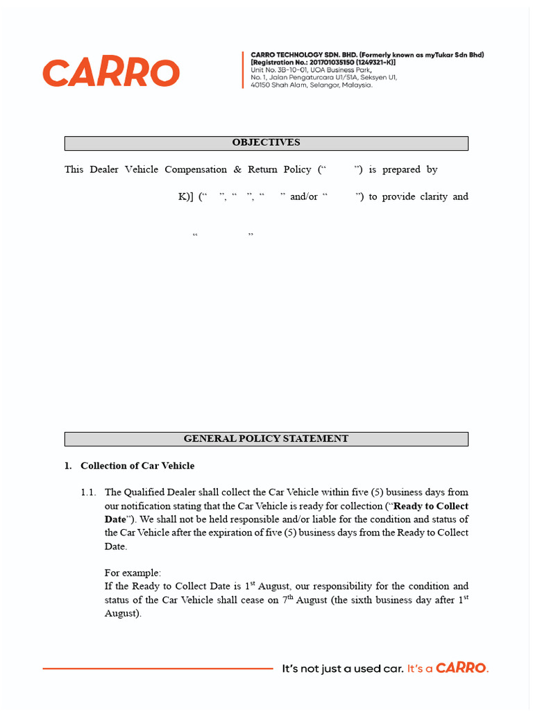 Dealer Vehicle Compensation Policy Guide | PDF | Legal Liability | Vehicles