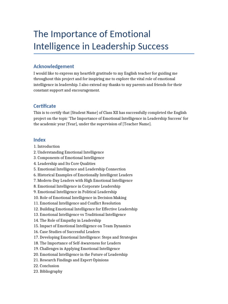 Emotional Intelligence in Leadership Success | PDF | Emotional ...