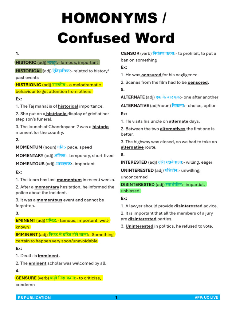 Homonyms | PDF