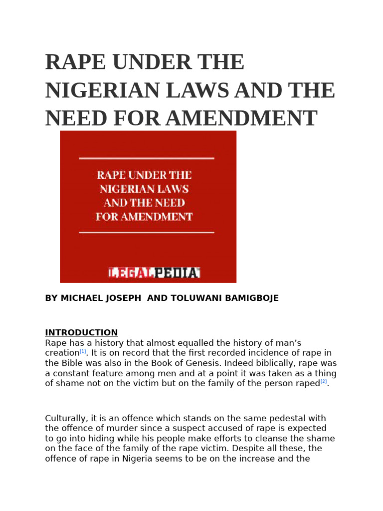 Rape Laws in Nigeria: Need for Reform | PDF | Rape | Consent