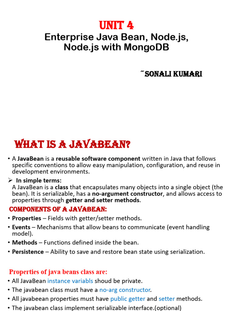 JavaBeans and EJB Overview Guide | PDF | Method (Computer Programming ...