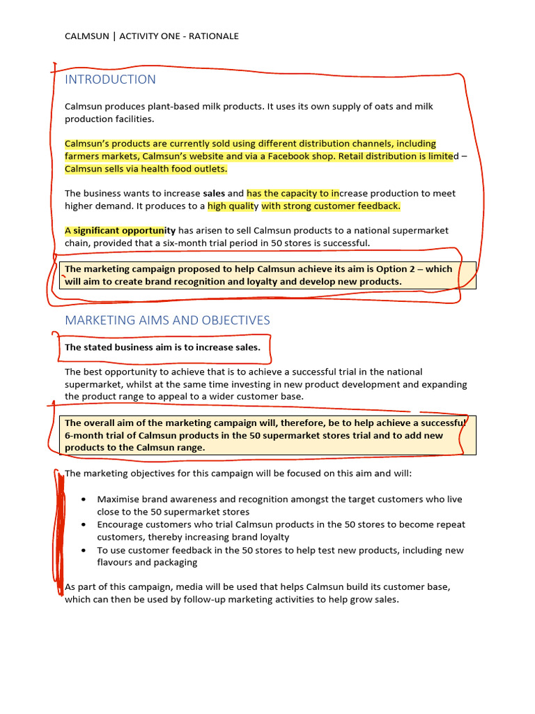 Calmsun Marketing Strategy for Supermarket Trial | PDF | Brand ...