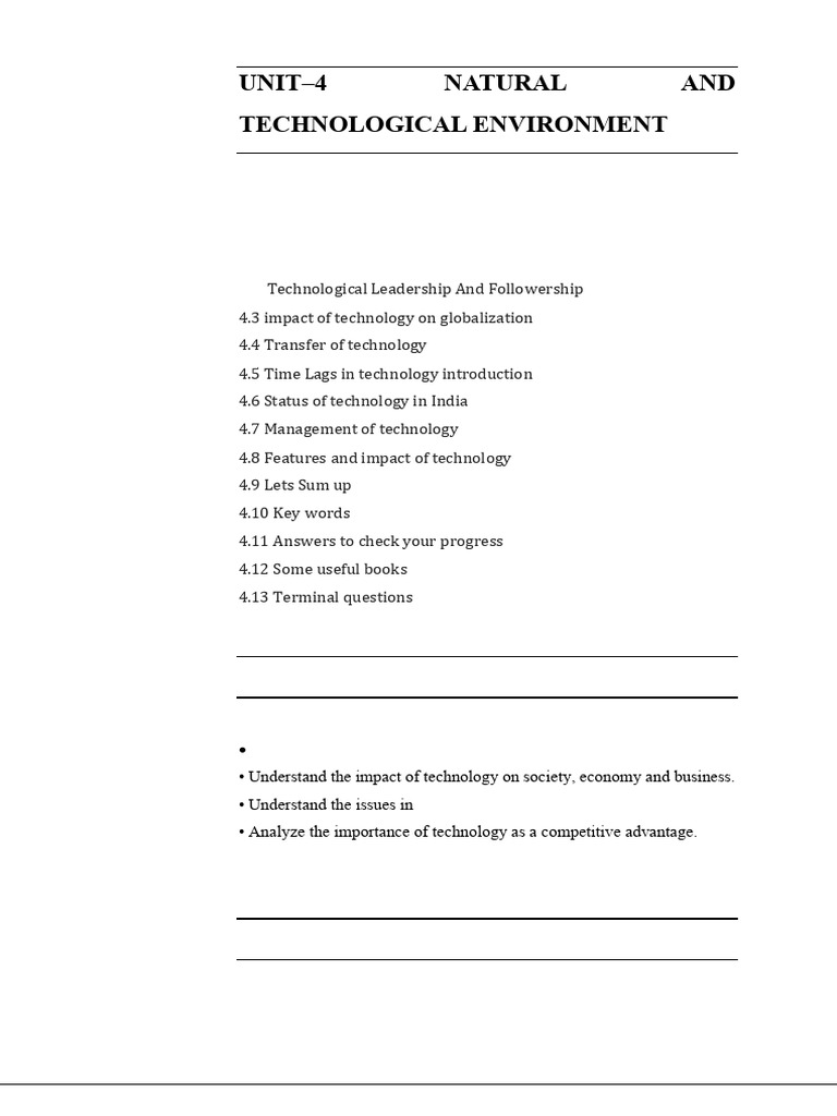 Natural and Technological Environment | PDF | Innovation | Science