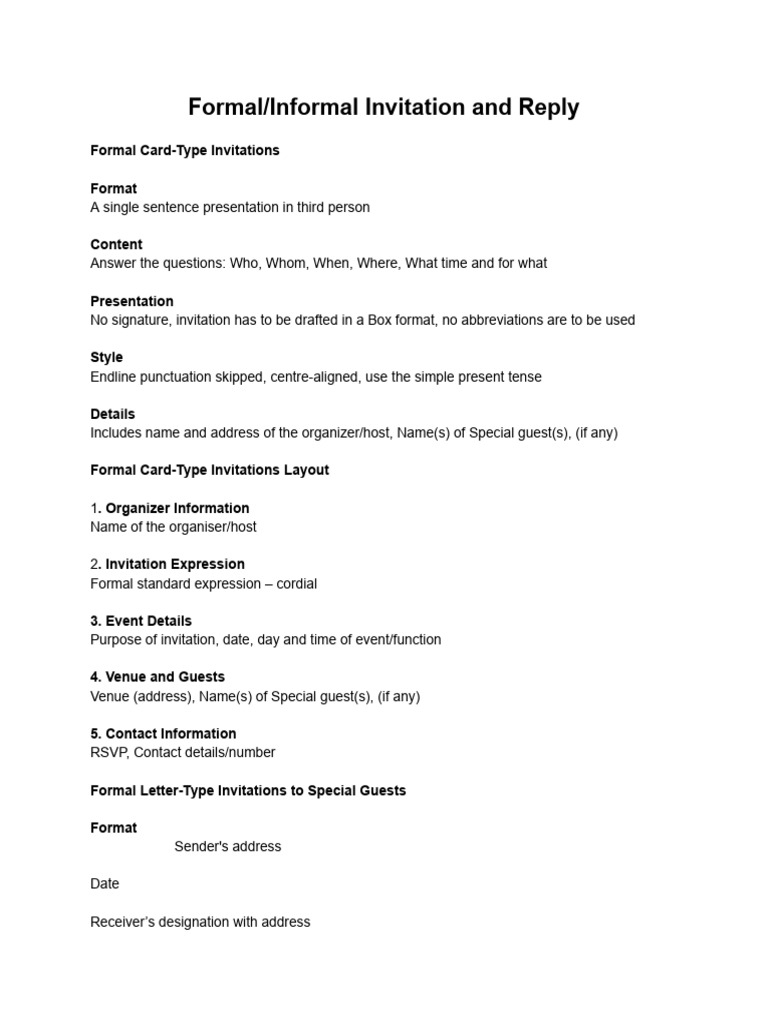 Invitation Formats and Examples Guide | PDF