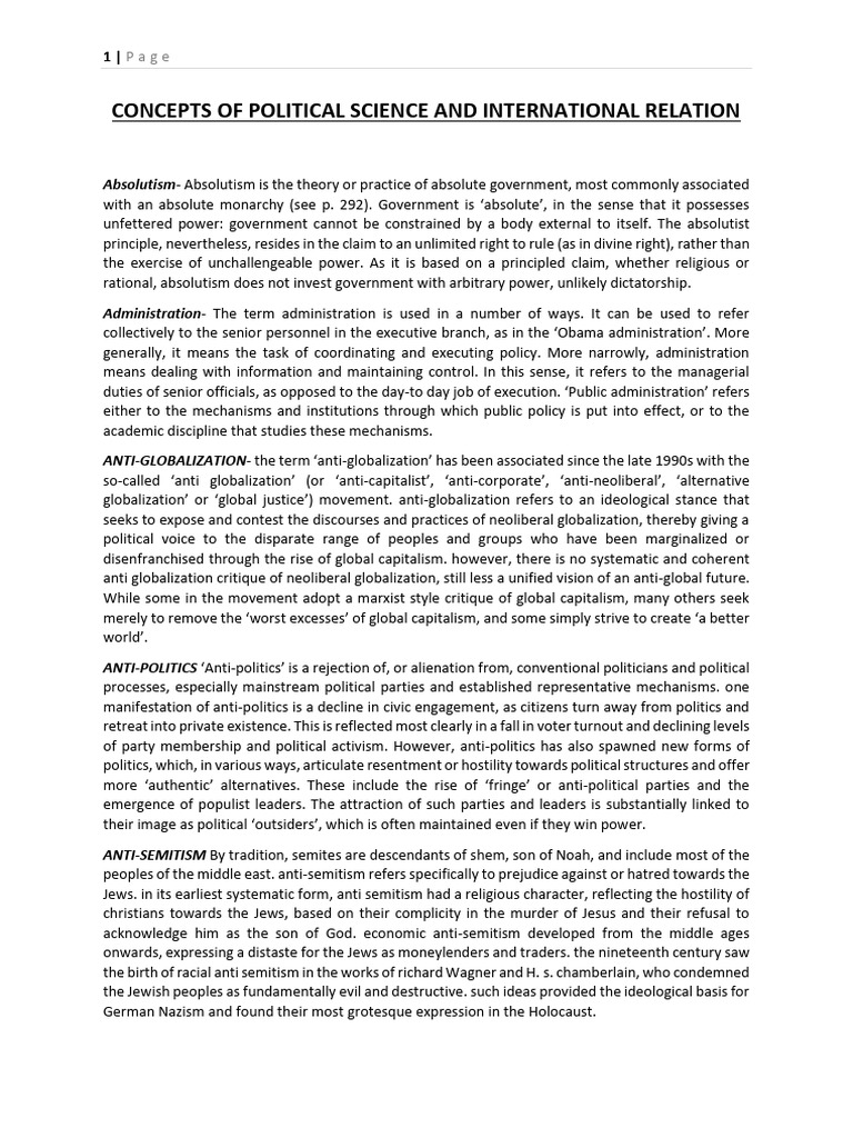 Political Science Concepts Explained | PDF | Confucianism | Capitalism