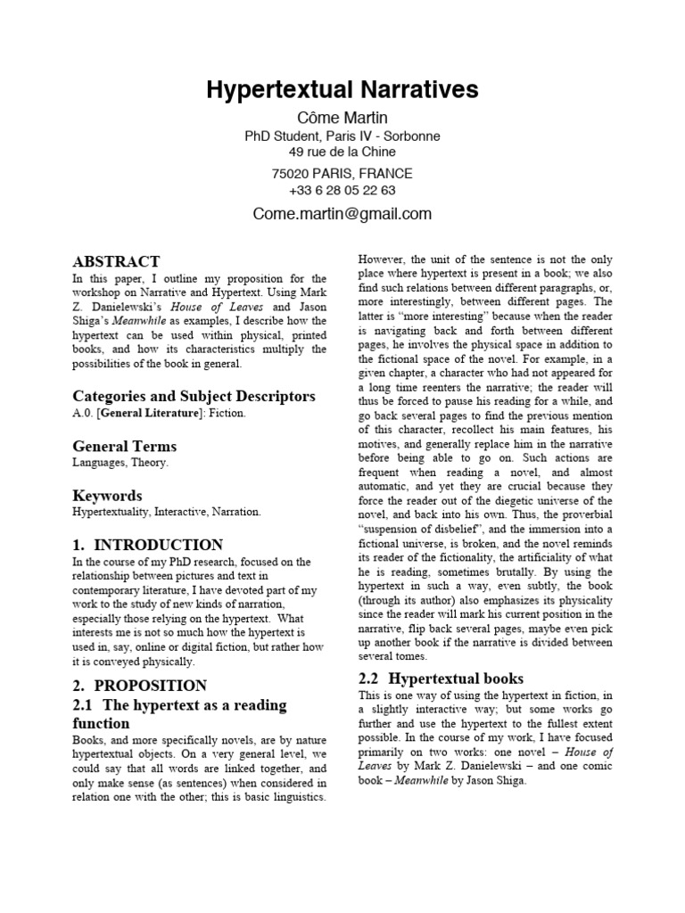 1-cmartin (1) | PDF | Hypertext | Narrative