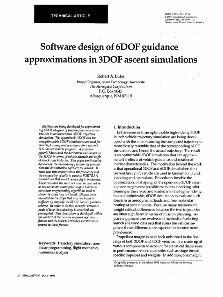 6DOF Guidance Approximations in 3DOF Simulations | PDF | Acceleration ...