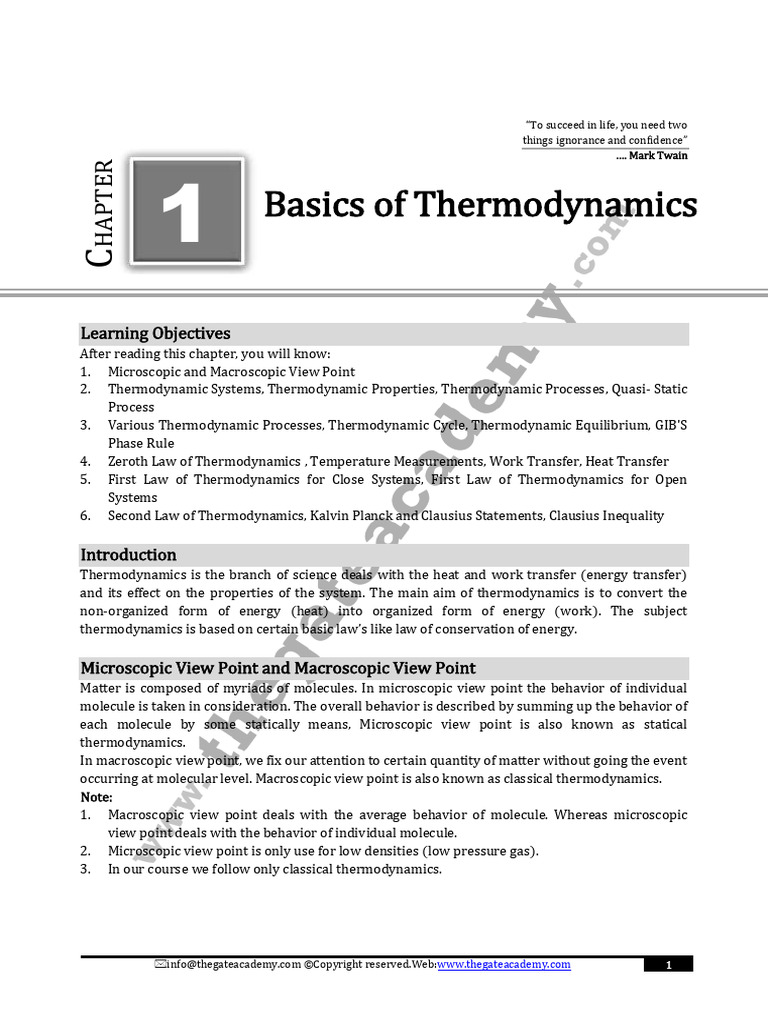 Basics of Thermodynamics Explained | PDF | Thermodynamics | Laws Of ...