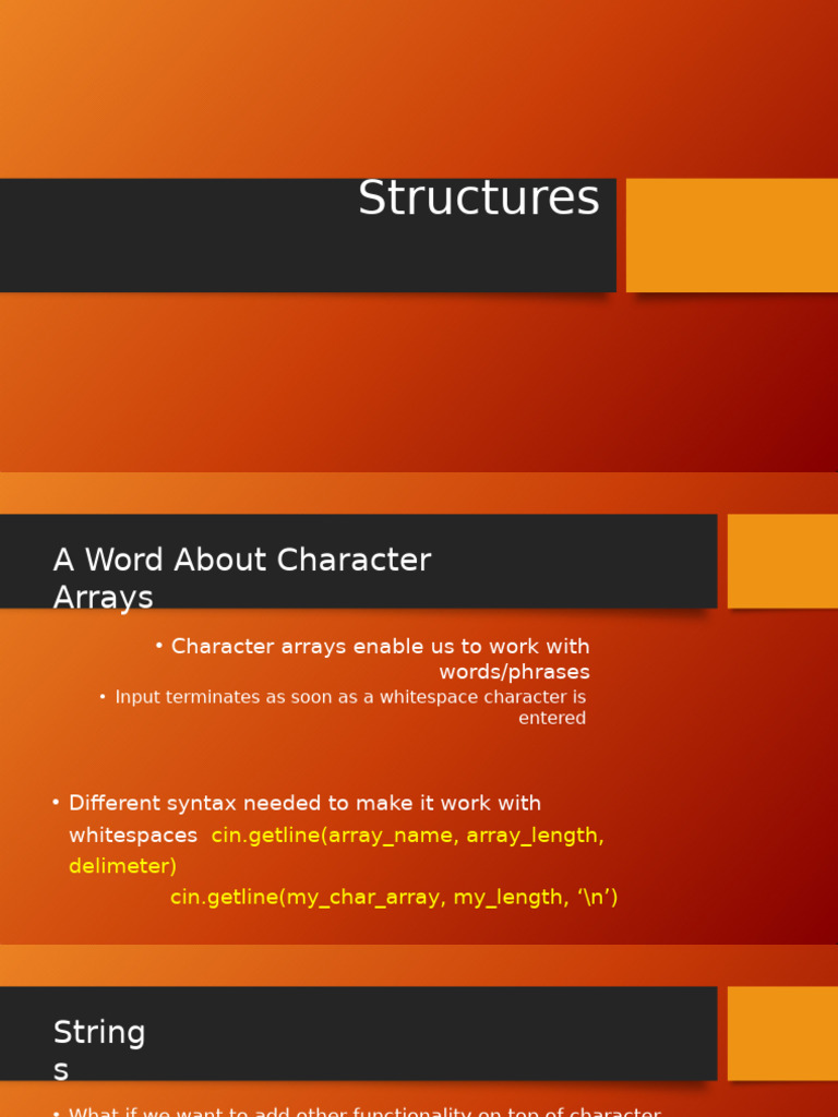 C++ Character Arrays and Structures Guide | PDF | String (Computer ...