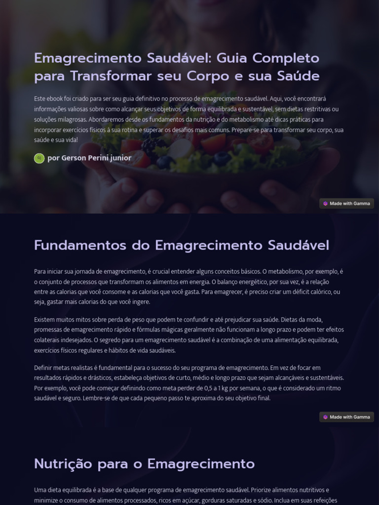 Emagrecimento Saudavel Guia Completo Para Transformar Seu Corpo e Sua ...