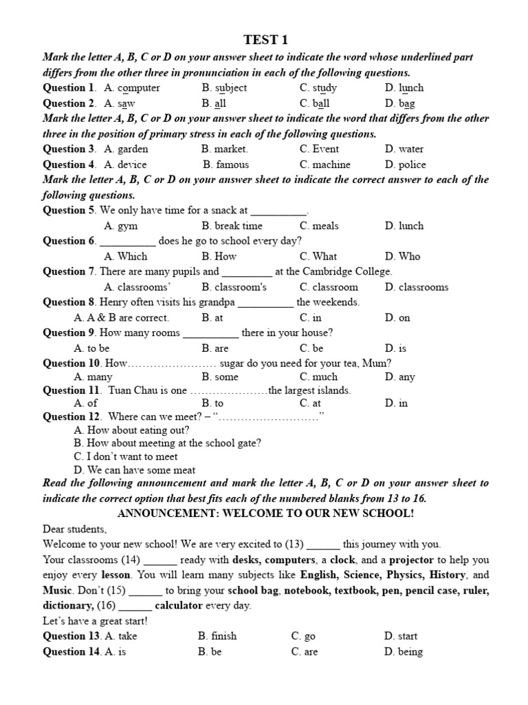English Language Practice Test | PDF | Easter | Easter Egg