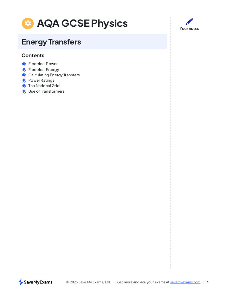 Energy Transfers in Electrical Appliances | PDF | Electric Power ...