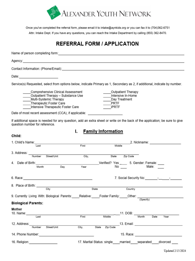 Child Referral Form for Services | PDF | Father | Child Custody