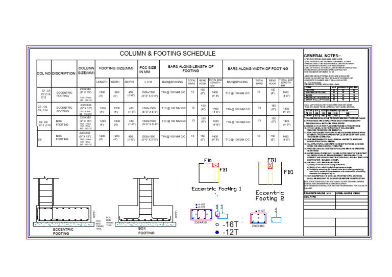 Column and Footing Schedule Details | PDF | Building Engineering ...