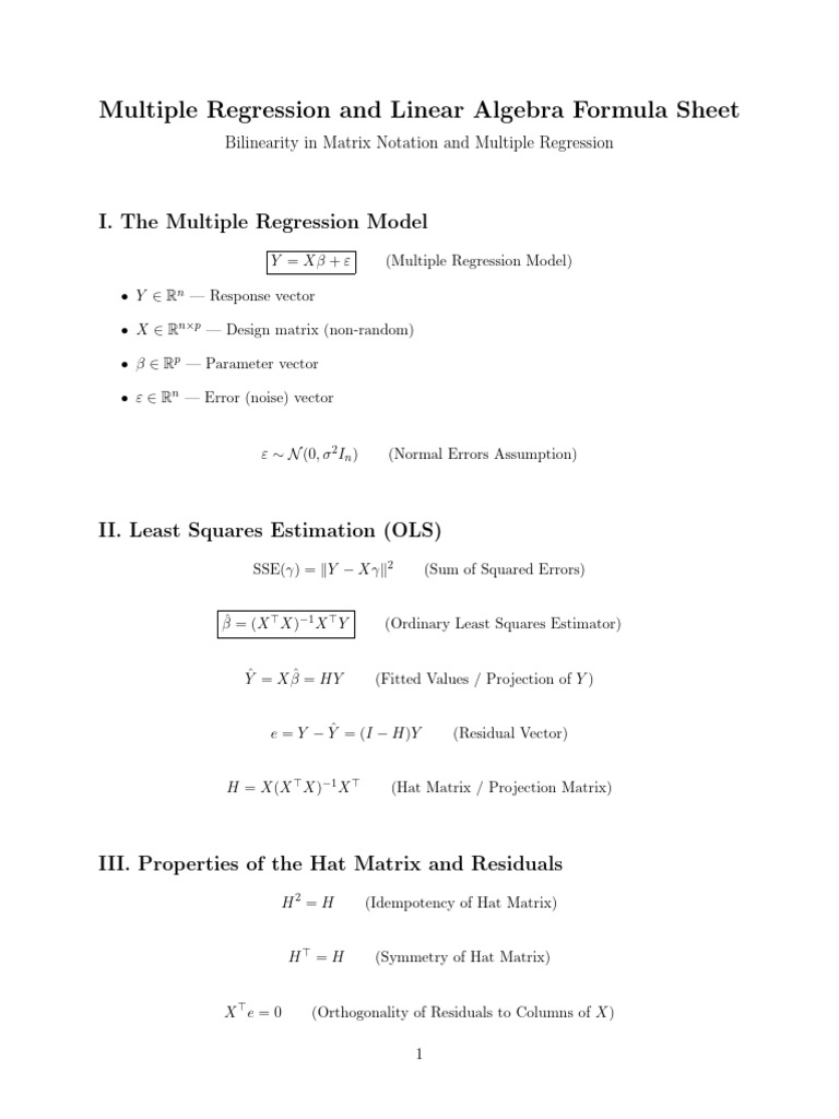 datac140multipleregress | PDF | Ordinary Least Squares | Errors And ...