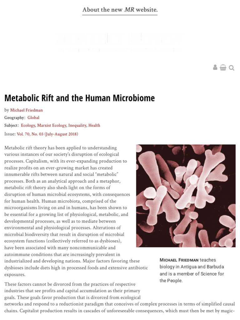 Metabolic Rift and Microbiome Health | PDF | Microbiota ...