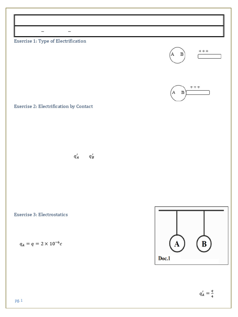 En. Work Sheet Ch1 ES1 | PDF | Electric Charge | Physical Chemistry