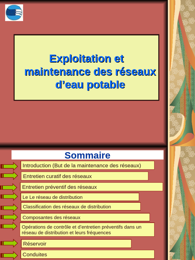 Maintenance des réseaux d'eau potable | PDF
