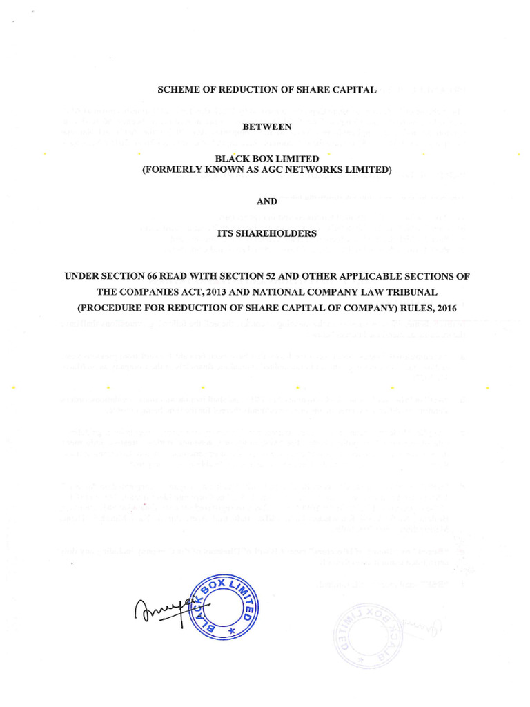 Scheme of Reduction of Share Capital | PDF | Securities (Finance ...
