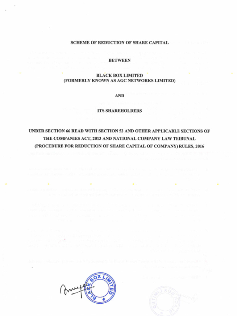 Scheme of Reduction of Share Capital | PDF
