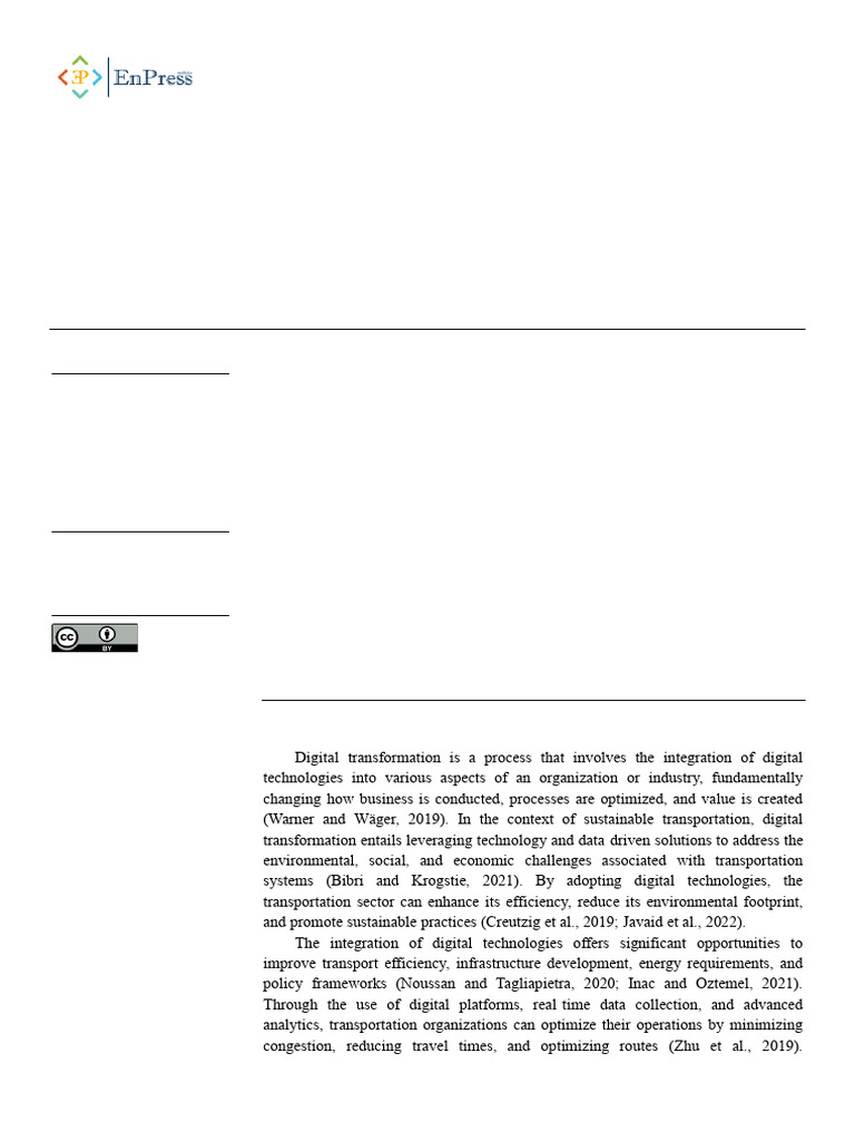 Digital Transformation in Sustainable Transportation | PDF | Transport ...