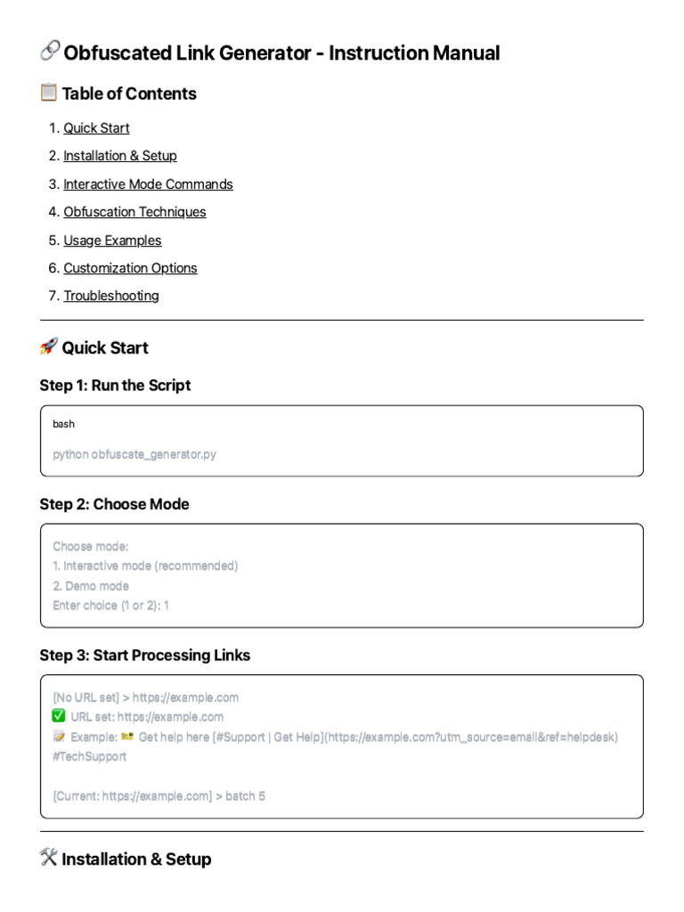 Obfuscated Link Generator Manual | PDF | Python (Programming Language ...