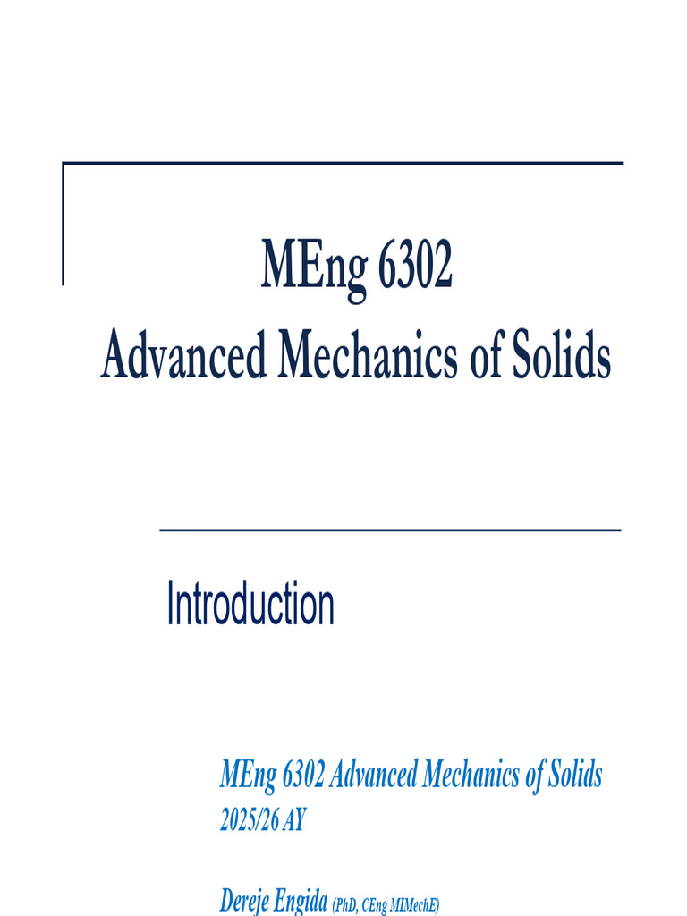 Advanced Mechanics of Solids Course Guide | PDF | Stress (Mechanics ...