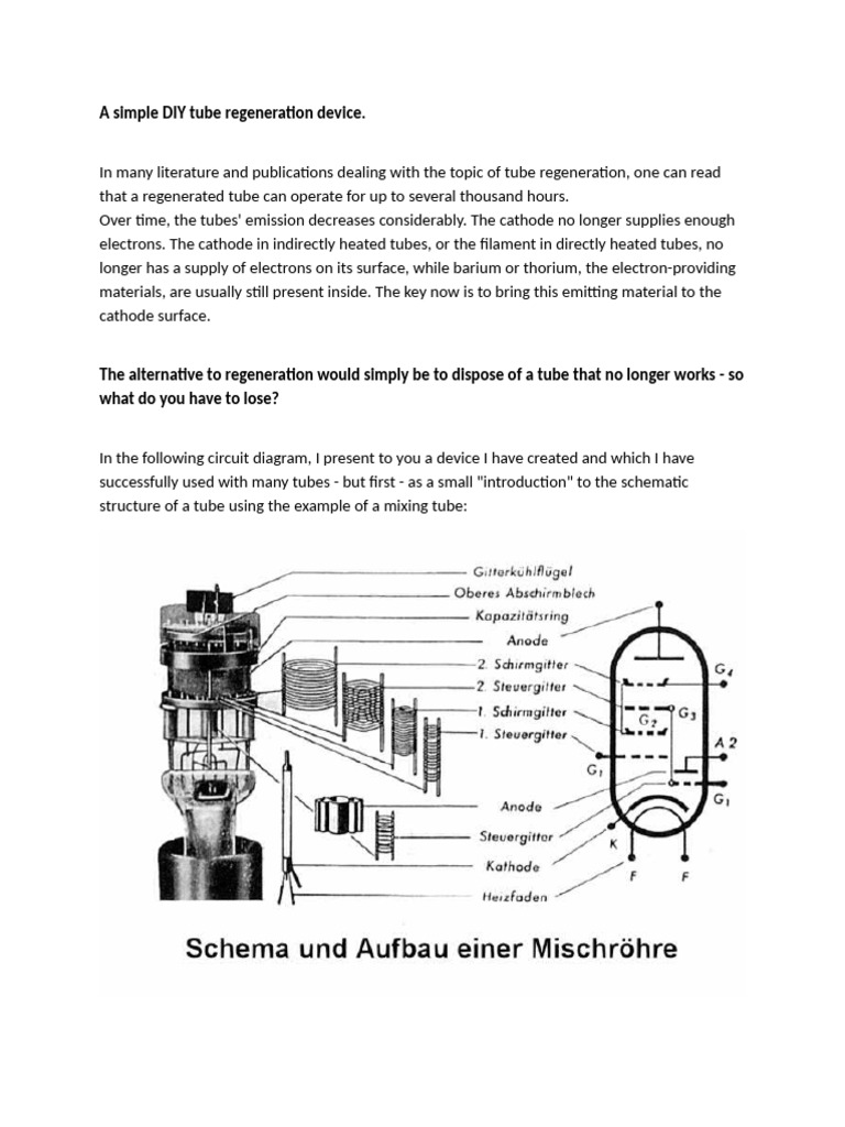 DIY Tube Regeneration Device Guide | PDF | Vacuum Tube | Rectifier