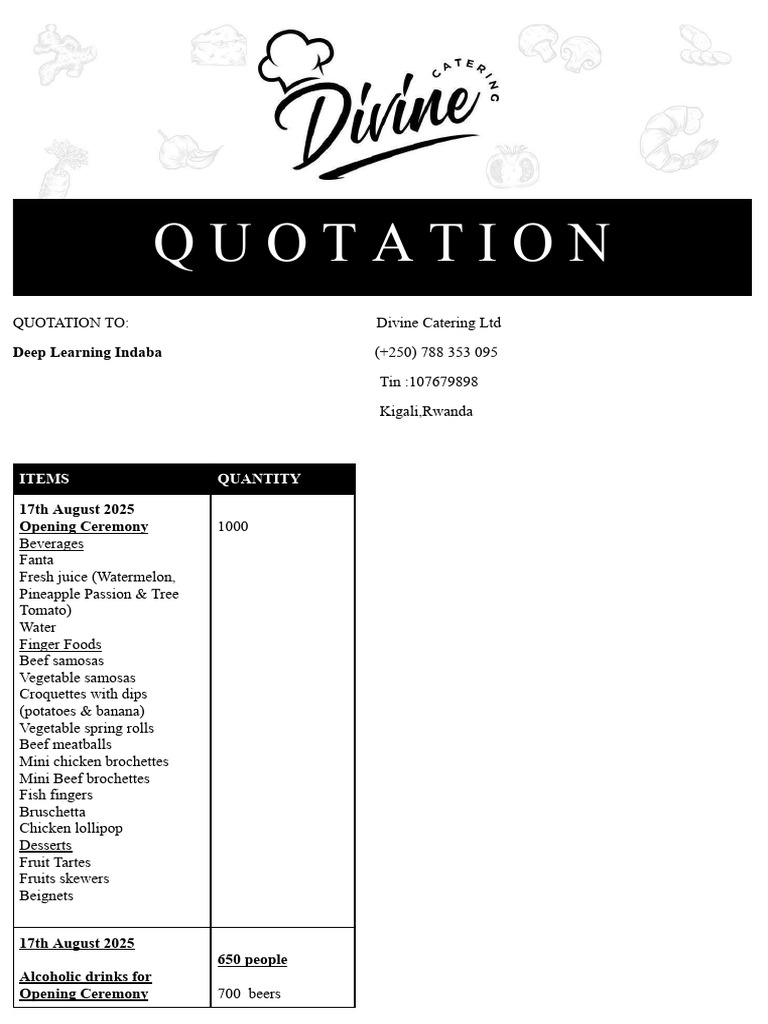 Catering Quotation for Event 2025 | PDF | Salad | Sauce