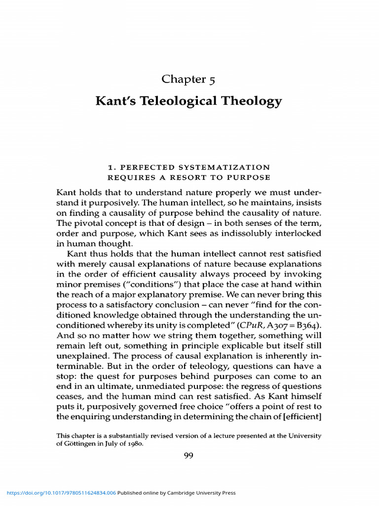 Kants Teleological Theology | PDF | Reason | Immanuel Kant