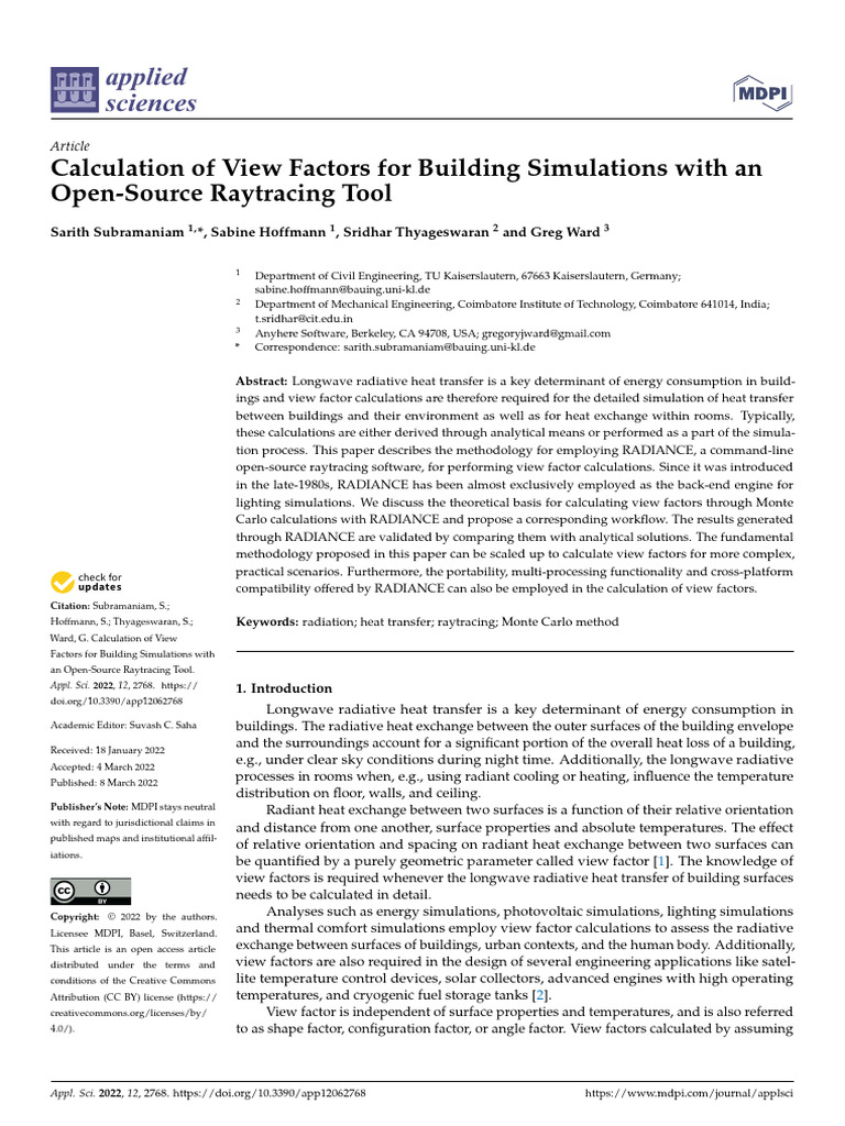 View Factor Calculations with RADIANCE | PDF | Heat Transfer | Monte ...
